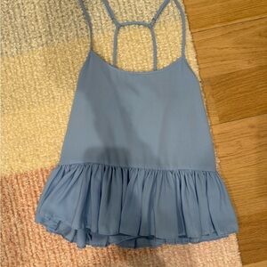 Light Blue Ruffle Hem Tank Top